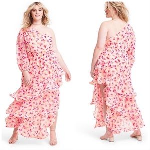 Alexis x Target Pink Floral One Shoulder Ruffled Tiered Dress 4x